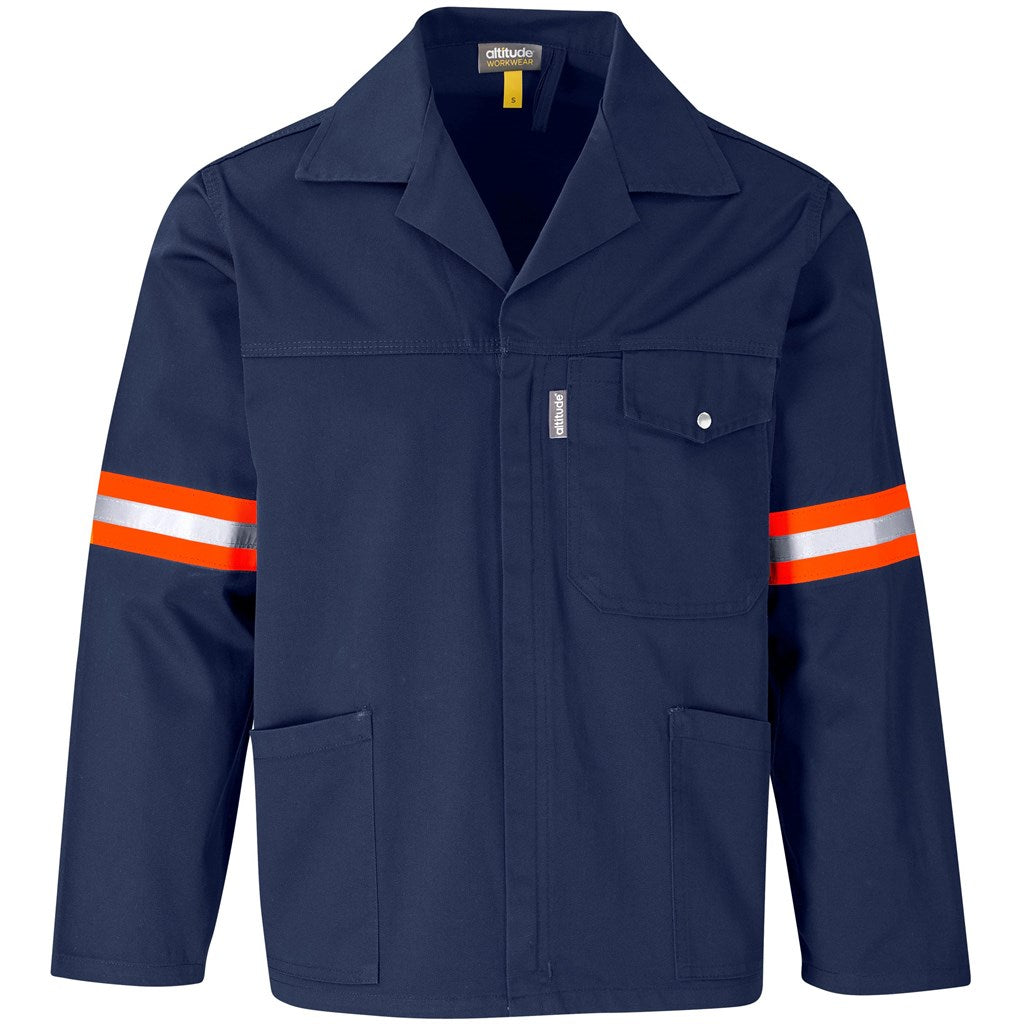 Site Premium Polycotton Jacket - Reflective Arms & Back - Orange Tape in Navy — Print Fast Express