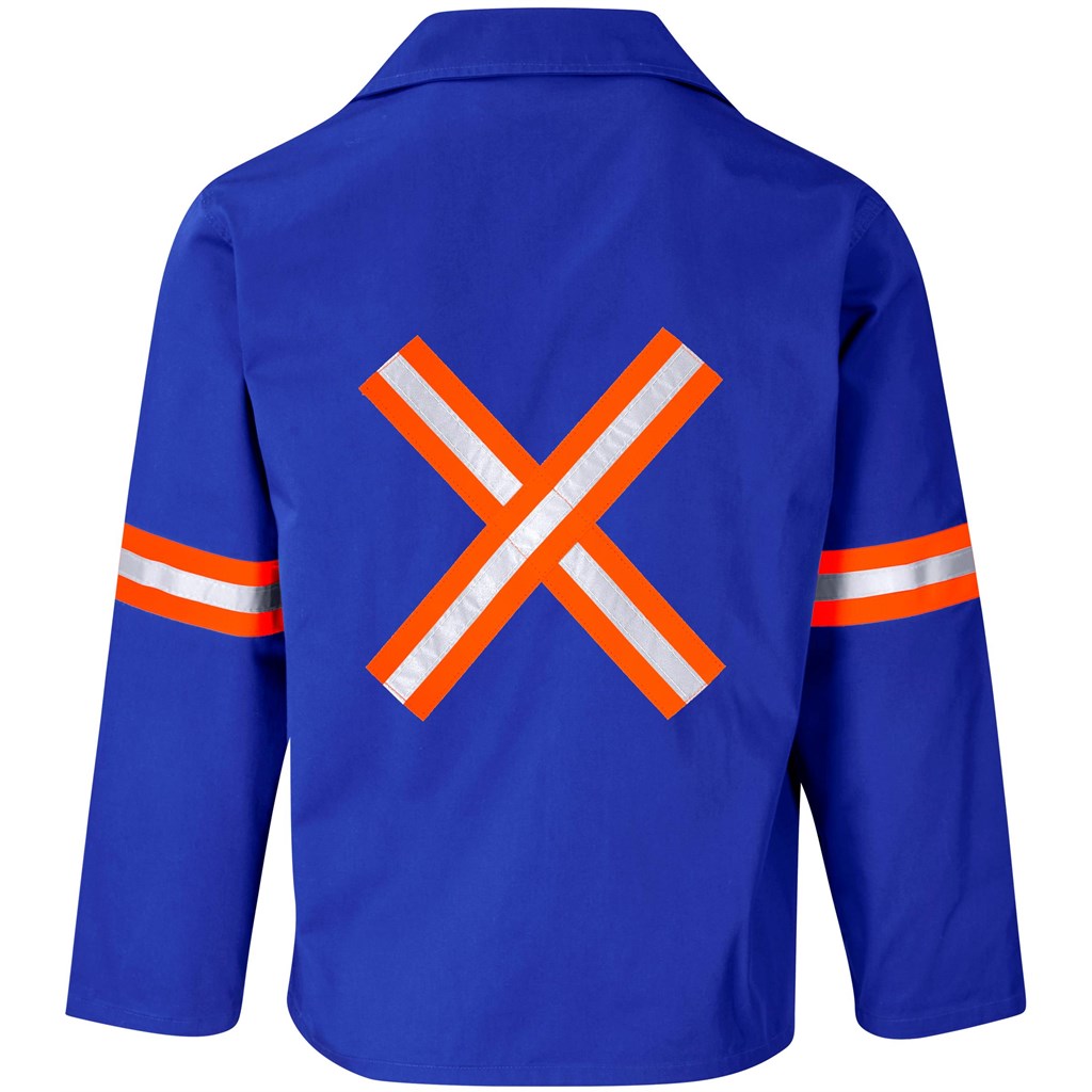 Site Premium Polycotton Jacket - Reflective Arms & Back - Orange Tape in Royal Blue - Print Fast Express