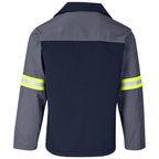 Site Premium Two-Tone Polycotton Jacket - Reflective Arms - Yellow Tape in Grey - Print Fast Express