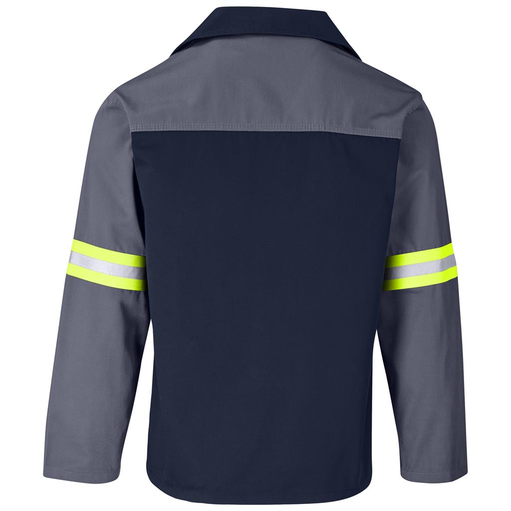 Site Premium Two-Tone Polycotton Jacket - Reflective Arms - Yellow Tape in Grey - Print Fast Express