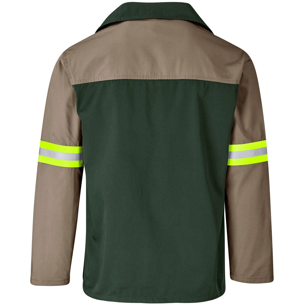 Site Premium Two-Tone Polycotton Jacket - Reflective Arms - Yellow Tape in Khaki - Print Fast Express