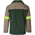 Site Premium Two-Tone Polycotton Jacket - Reflective Arms - Yellow Tape in Khaki - Print Fast Express