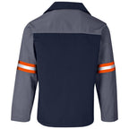 Site Premium Two-Tone Polycotton Jacket - Reflective Arms - Orange Tape in Grey - Print Fast Express