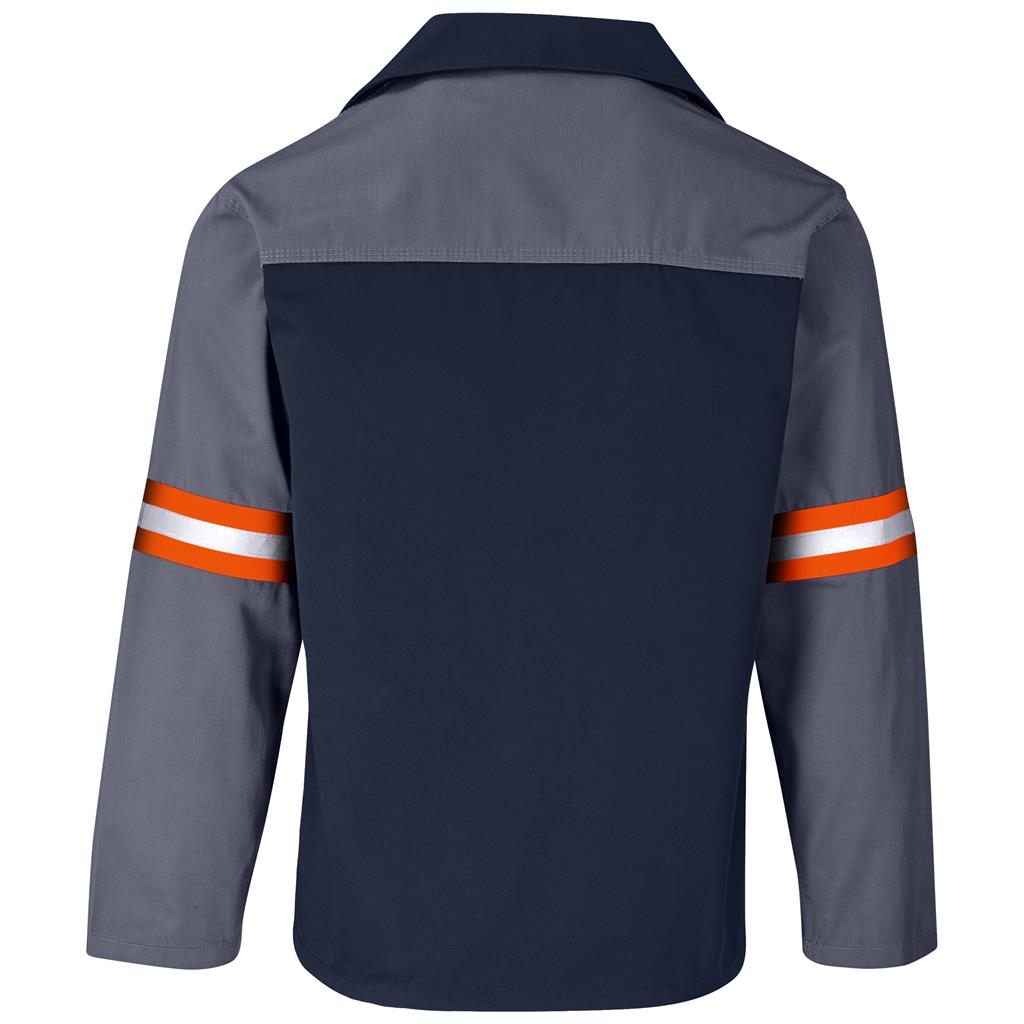 Site Premium Two-Tone Polycotton Jacket - Reflective Arms - Orange Tape in Grey - Print Fast Express
