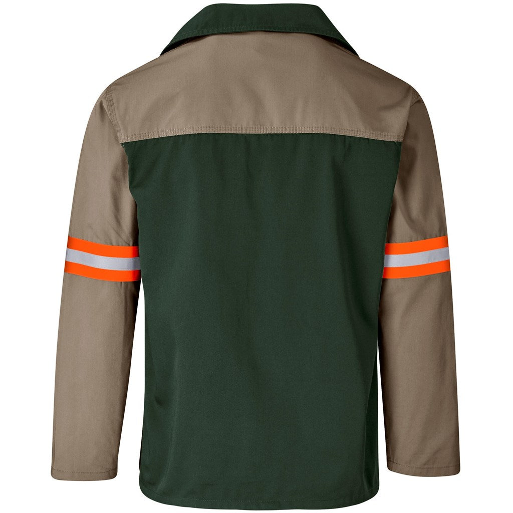 Site Premium Two-Tone Polycotton Jacket - Reflective Arms - Orange Tape in Khaki - Print Fast Express