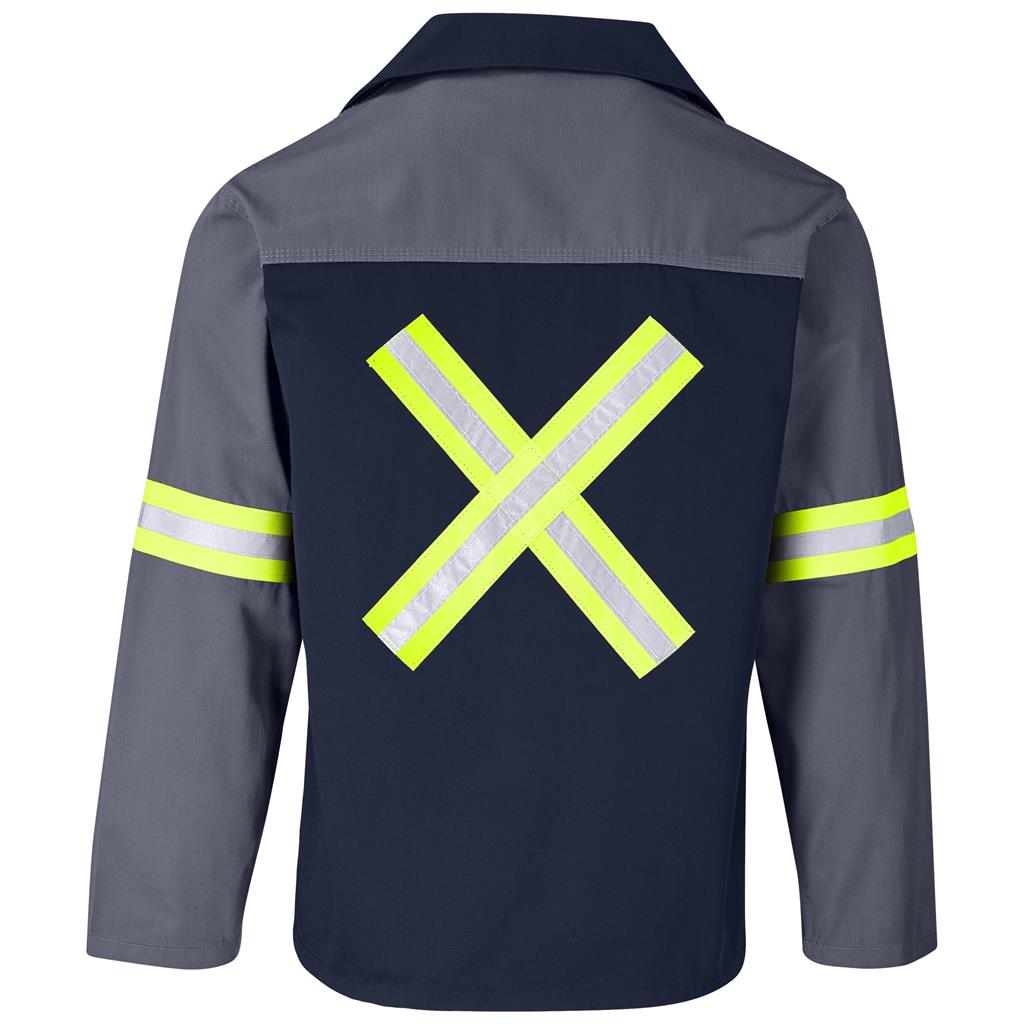 Site Premium Two-Tone Polycotton Jacket - Reflective Arms & Back - Yellow Tape in Grey - Print Fast Express