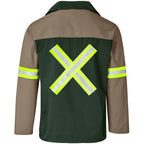 Site Premium Two-Tone Polycotton Jacket - Reflective Arms & Back - Yellow Tape in Khaki - Print Fast Express