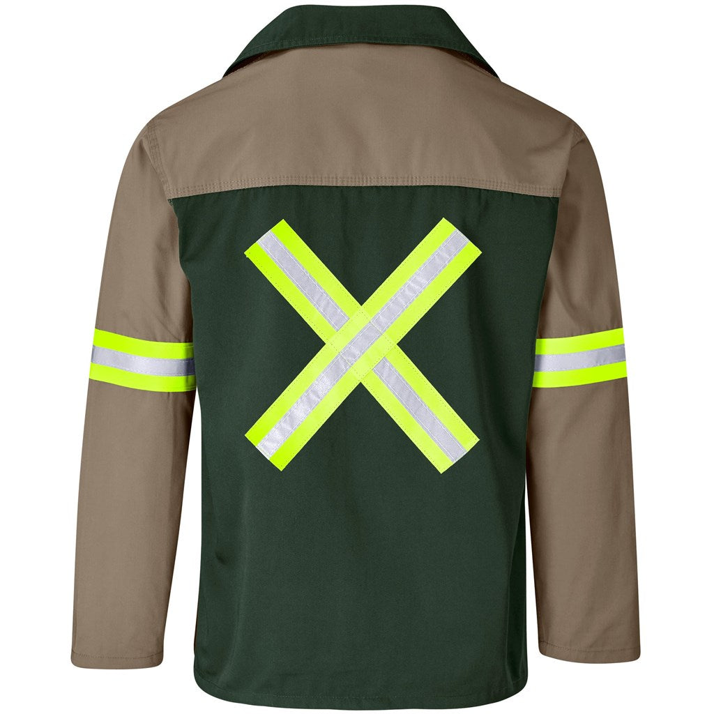 Site Premium Two-Tone Polycotton Jacket - Reflective Arms & Back - Yellow Tape in Khaki - Print Fast Express