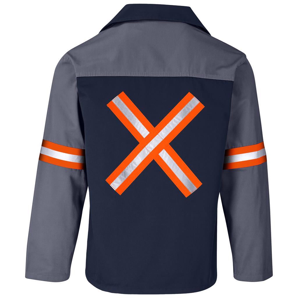 Site Premium Two-Tone Polycotton Jacket - Reflective Arms & Back - Orange Tape in Grey - Print Fast Express