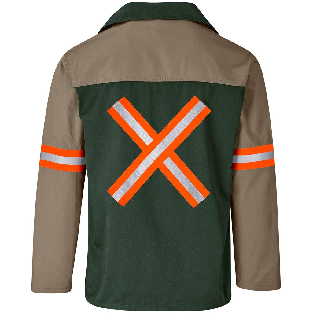 Site Premium Two-Tone Polycotton Jacket - Reflective Arms & Back - Orange Tape in Khaki - Print Fast Express