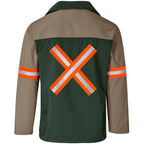 Site Premium Two-Tone Polycotton Jacket - Reflective Arms & Back - Orange Tape in Khaki - Print Fast Express