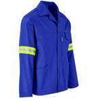 Artisan Premium 100% Cotton Jacket - Reflective Arms & Back - Yellow Tape in Royal Blue - Print Fast Express