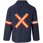 Artisan Premium 100% Cotton Jacket - Reflective Arms & Back - Orange Tape in Navy - Print Fast Express