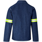 Cast Premium 100% Cotton Denim Jacket - Reflective Arms - Yellow Tape in Blue - Print Fast Express