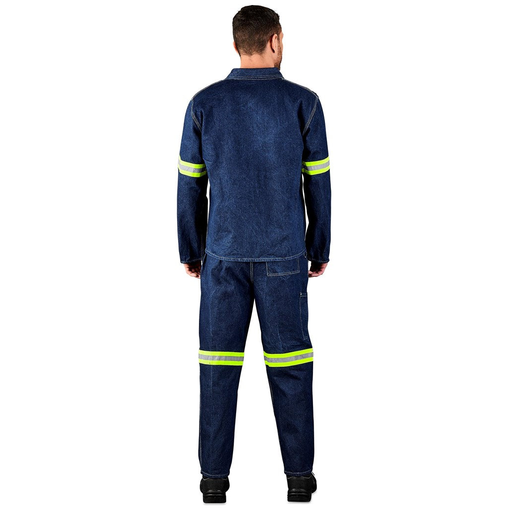 Cast Premium 100% Cotton Denim Jacket - Reflective Arms - Yellow Tape — Print Fast Express