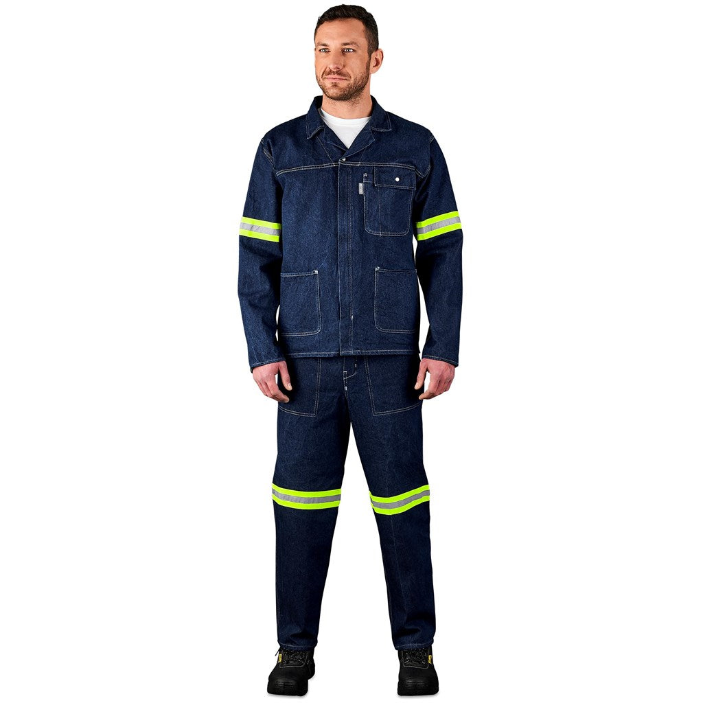 Cast Premium 100% Cotton Denim Jacket - Reflective Arms - Yellow Tape — Print Fast Express
