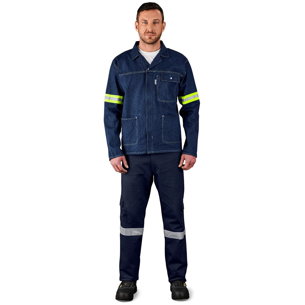 Cast Premium 100% Cotton Denim Jacket - Reflective Arms - Yellow Tape — Print Fast Express