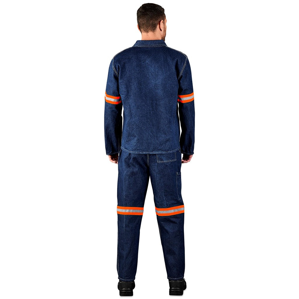 Cast Premium 100% Cotton Denim Jacket - Reflective Arms - Orange Tape — Print Fast Express