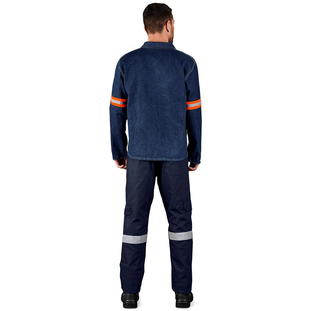 Cast Premium 100% Cotton Denim Jacket - Reflective Arms - Orange Tape — Print Fast Express