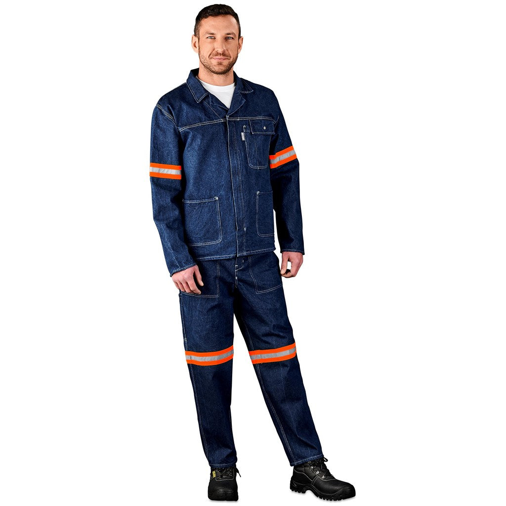 Cast Premium 100% Cotton Denim Jacket - Reflective Arms - Orange Tape — Print Fast Express