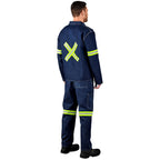 Cast Premium 100% Cotton Denim Jacket - Reflective Arms & Back - Yellow Tape — Print Fast Express