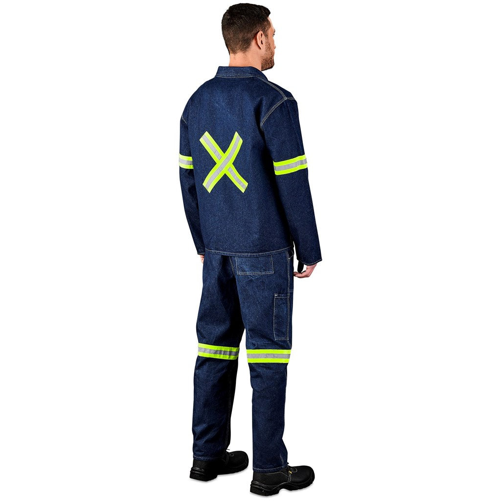 Cast Premium 100% Cotton Denim Jacket - Reflective Arms & Back - Yellow Tape — Print Fast Express