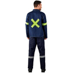 Cast Premium 100% Cotton Denim Jacket - Reflective Arms & Back - Yellow Tape custom branded with your logo
