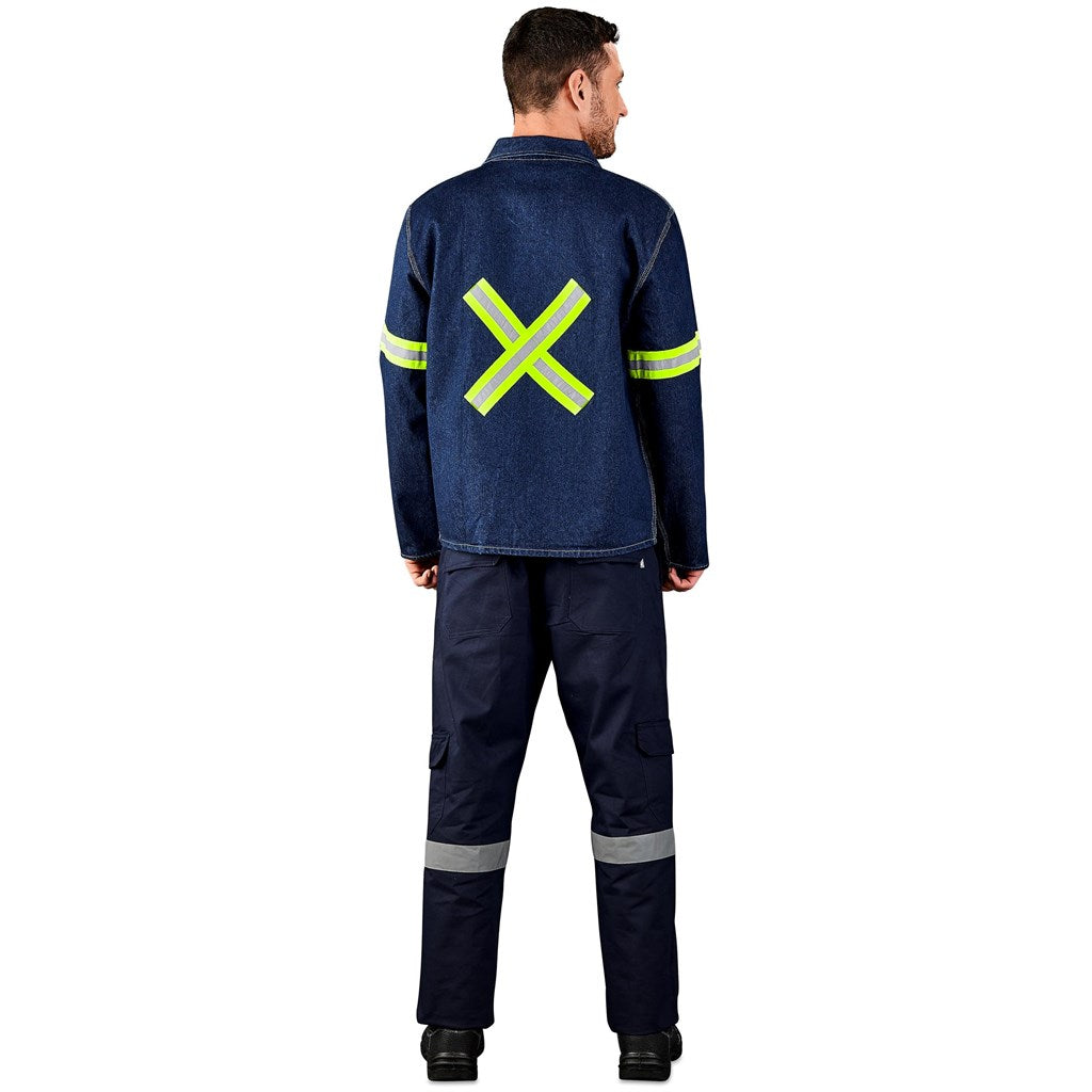 Cast Premium 100% Cotton Denim Jacket - Reflective Arms & Back - Yellow Tape — Print Fast Express