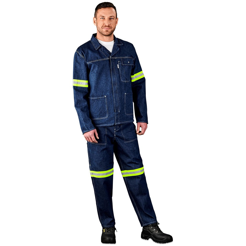 Cast Premium 100% Cotton Denim Jacket - Reflective Arms & Back - Yellow Tape — Print Fast Express