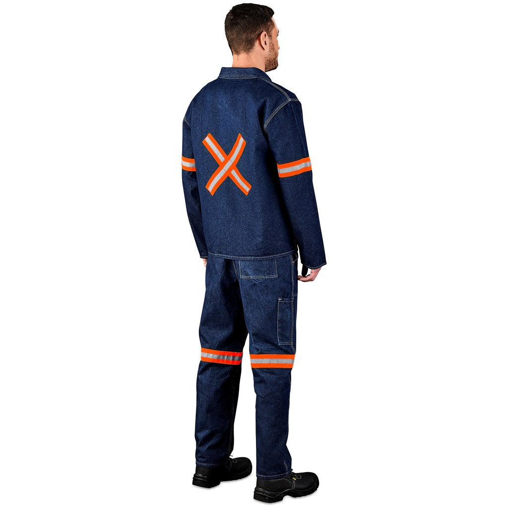 Cast Premium 100% Cotton Denim Jacket - Reflective Arms & Back - Orange Tape — Print Fast Express