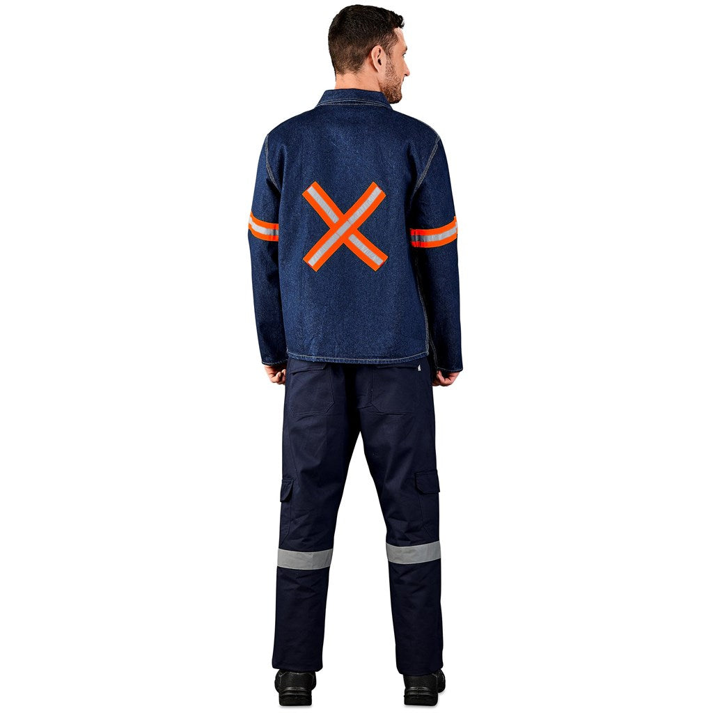 Cast Premium 100% Cotton Denim Jacket - Reflective Arms & Back - Orange Tape — Print Fast Express