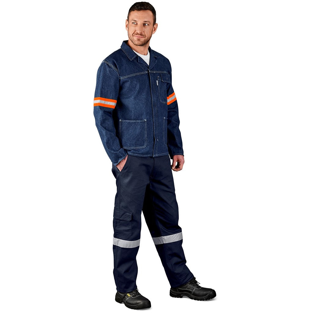 Cast Premium 100% Cotton Denim Jacket - Reflective Arms & Back - Orange Tape — Print Fast Express