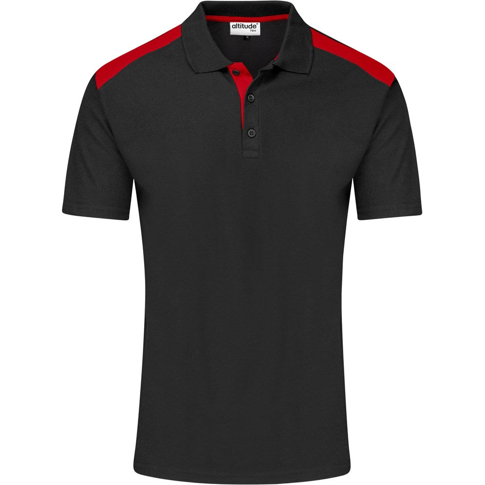 Mens Apex Golf Shirt in Black Red — Print Fast Express