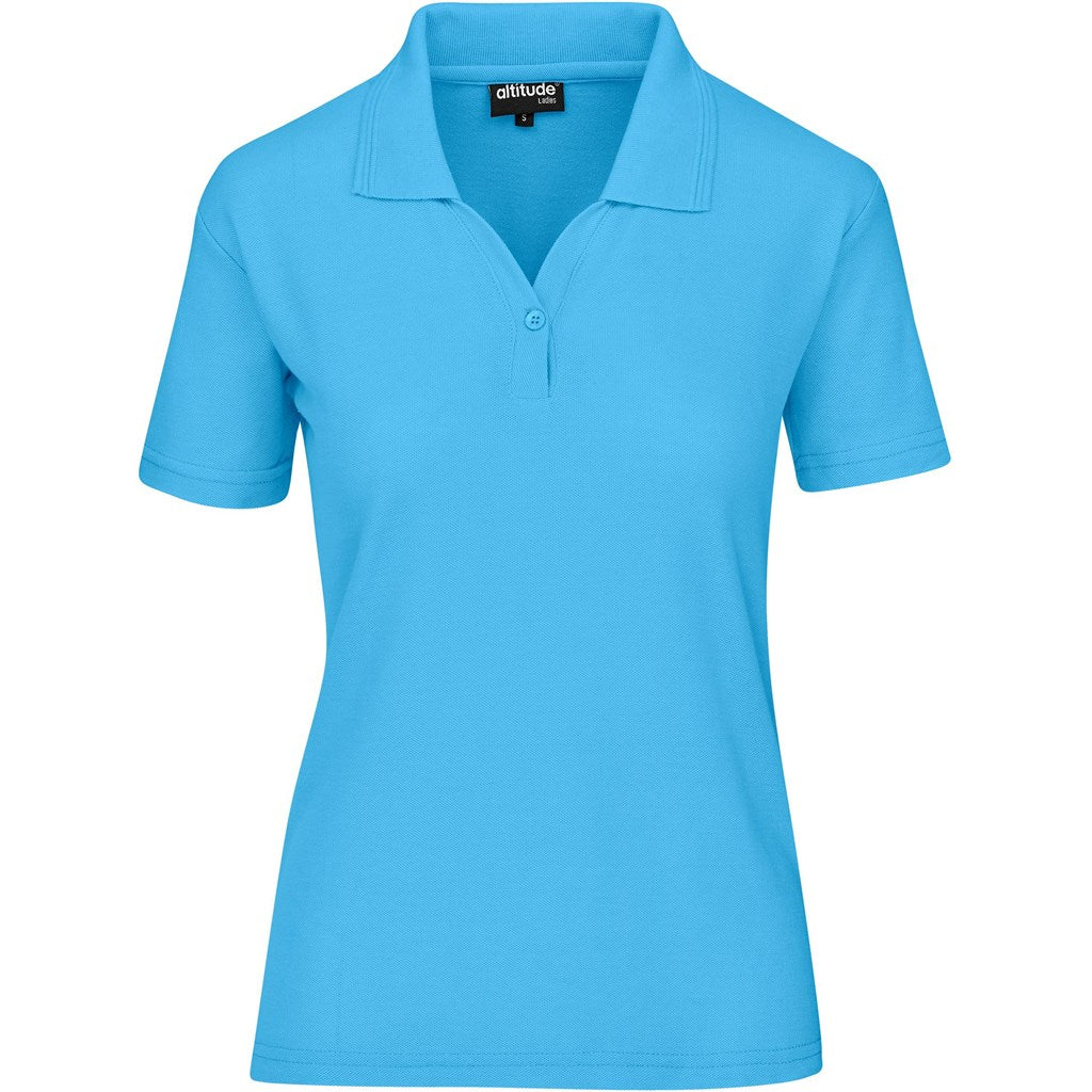 Ladies Basic Pique Golf Shirt in Cyan — Print Fast Express