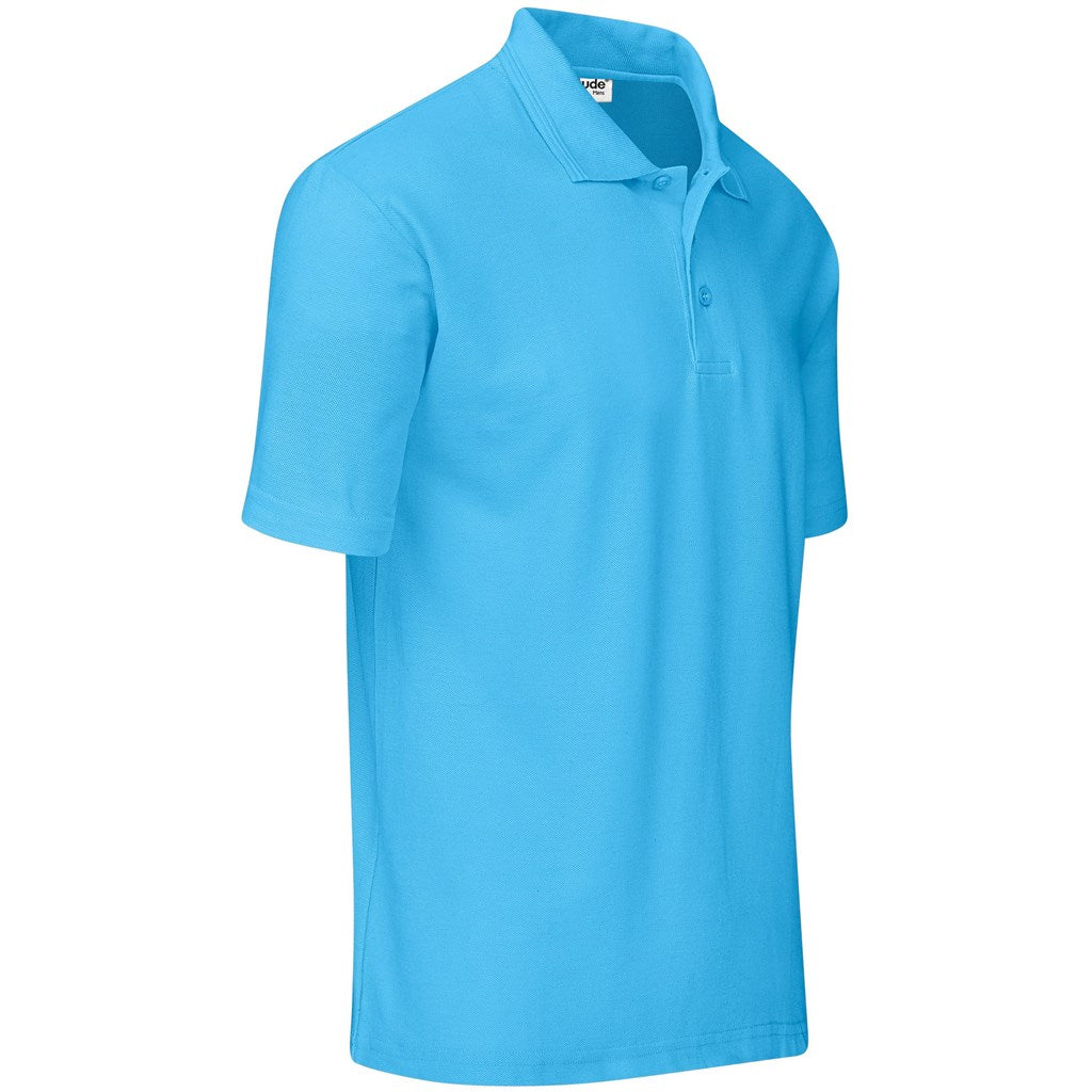 Mens Basic Pique Golf Shirt in Cyan - Print Fast Express