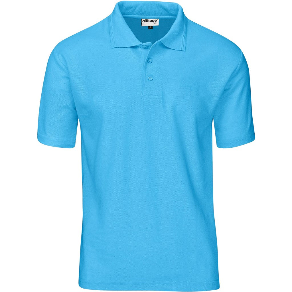 Mens Basic Pique Golf Shirt in Cyan — Print Fast Express