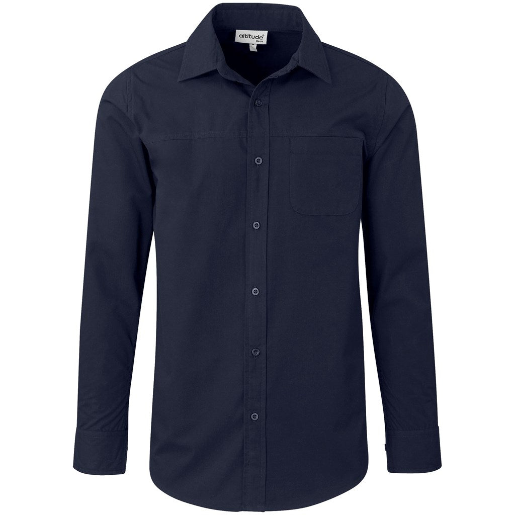 Mens Long Sleeve Empire Shirt in Navy — Print Fast Express