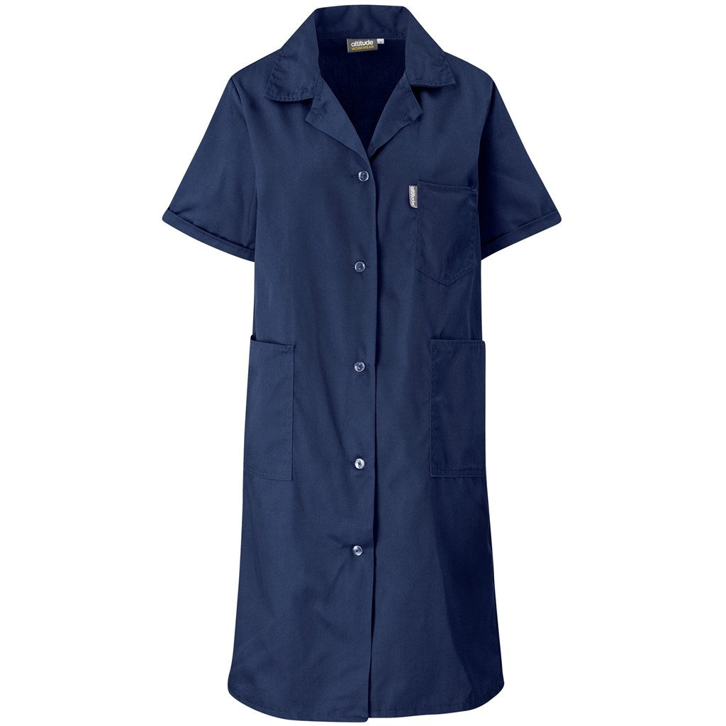 Marriot Polycotton Housecoat in Navy — Print Fast Express