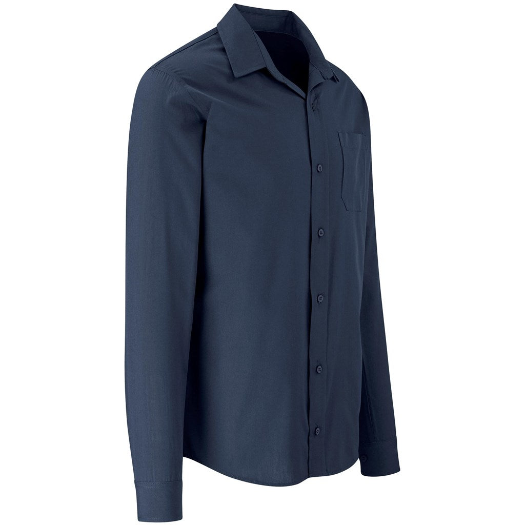 Mens Long Sleeve Kensington Shirt in Navy - Print Fast Express