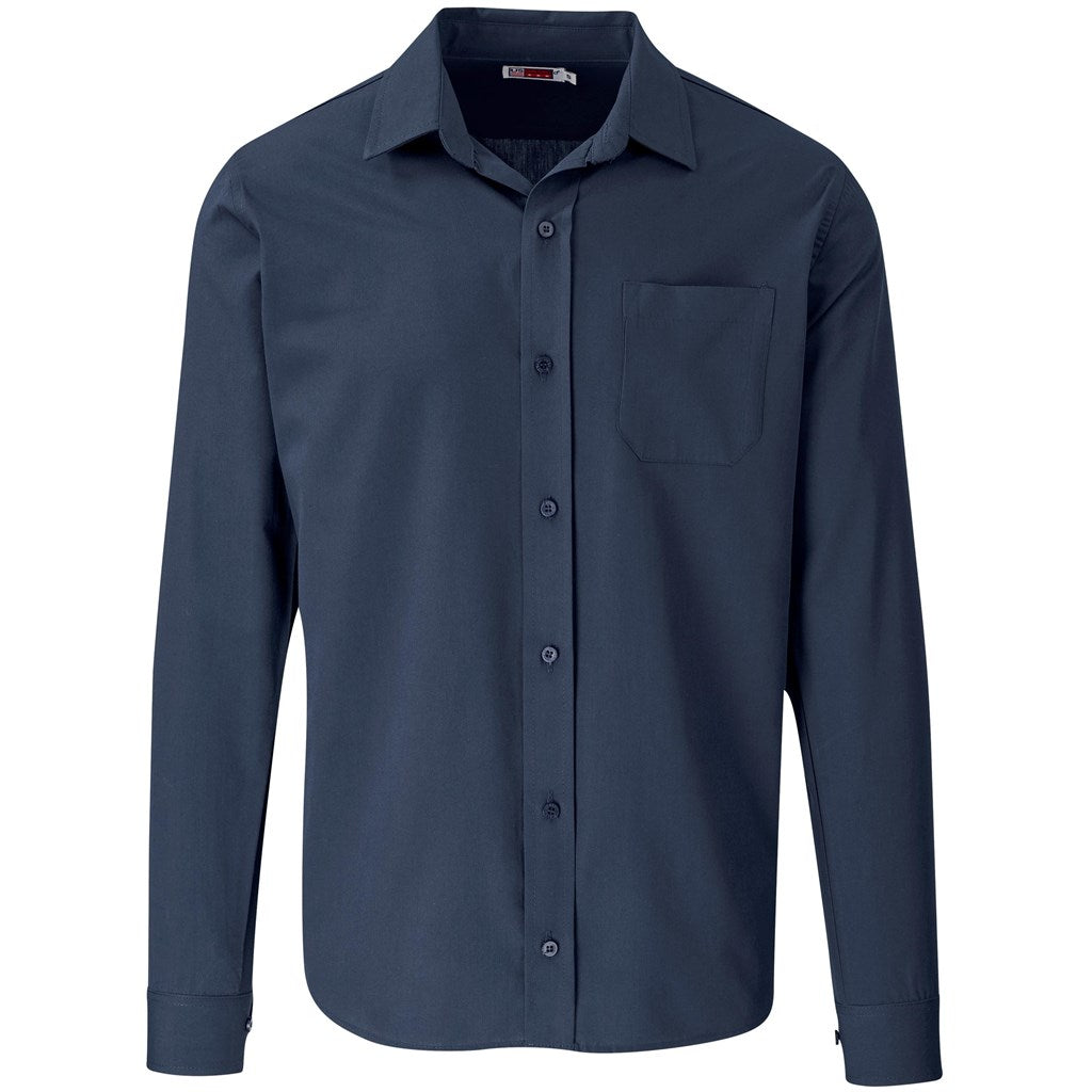 Mens Long Sleeve Kensington Shirt in Navy — Print Fast Express