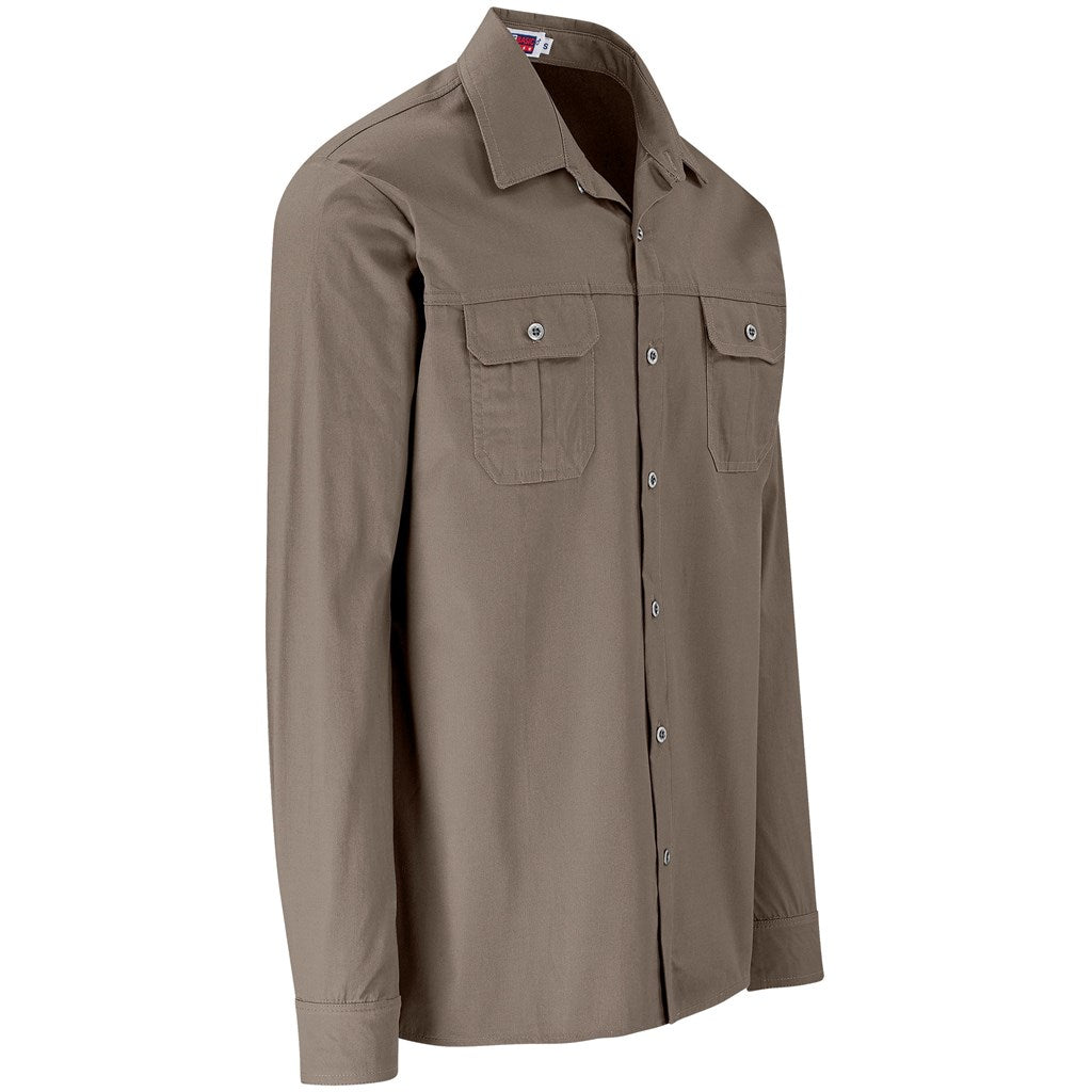 Mens Long Sleeve Wildstone Shirt in Khaki - Print Fast Express