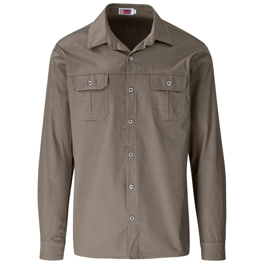 Mens Long Sleeve Wildstone Shirt in Khaki — Print Fast Express