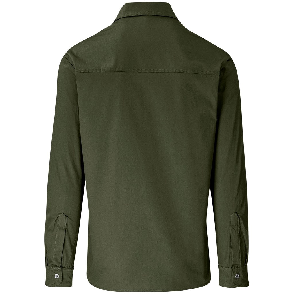 Mens Long Sleeve Wildstone Shirt in Military Green - Print Fast Express