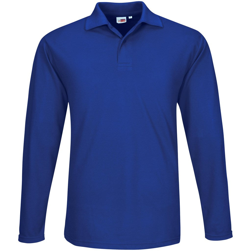 Mens Long Sleeve Elemental Golf Shirt in Blue — Print Fast Express