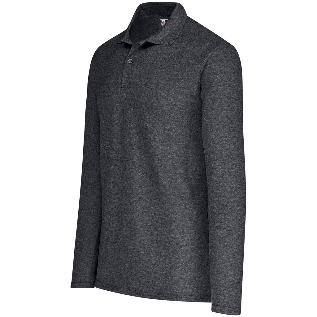 Mens Long Sleeve Elemental Golf Shirt in Grey - Print Fast Express