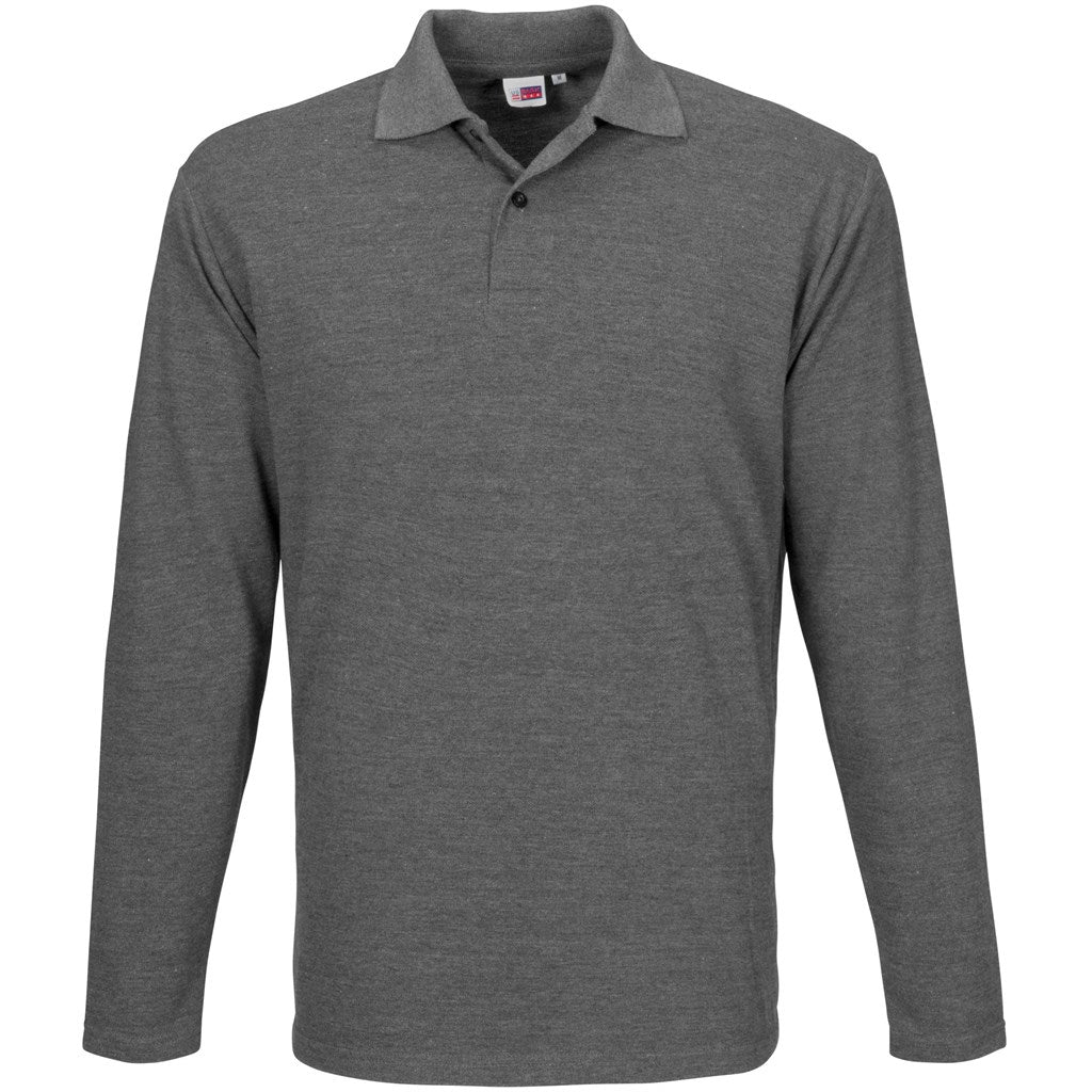 Mens Long Sleeve Elemental Golf Shirt in Grey — Print Fast Express