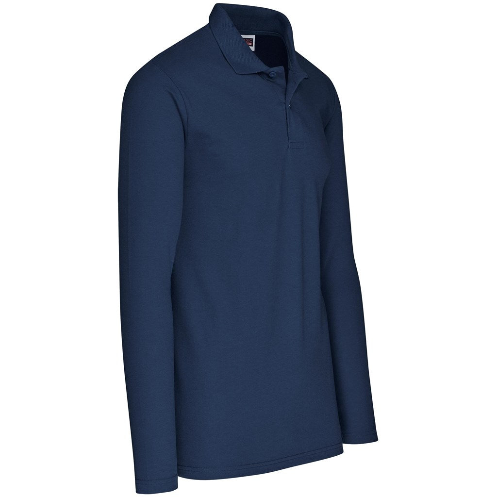 Mens Long Sleeve Elemental Golf Shirt in Navy - Print Fast Express