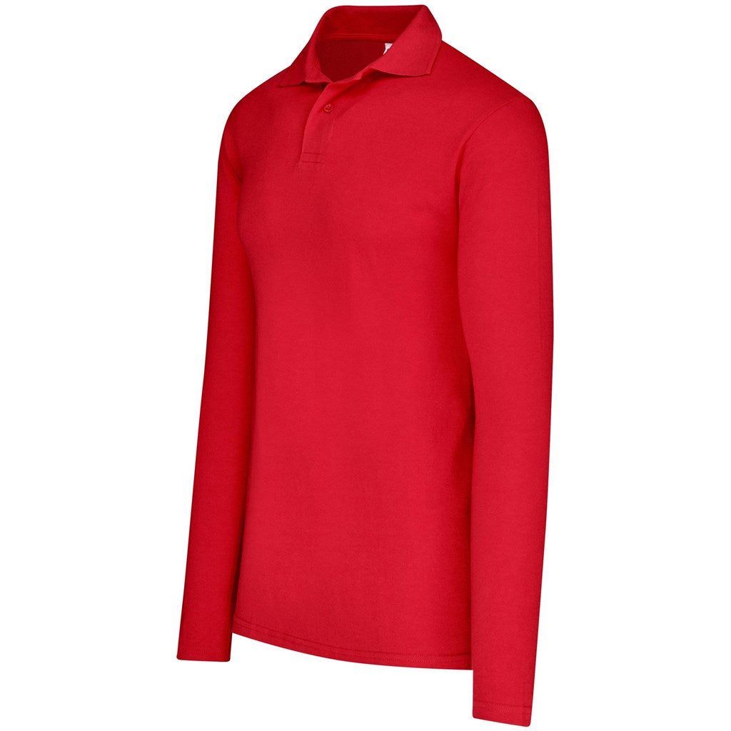 Mens Long Sleeve Elemental Golf Shirt in Red - Print Fast Express