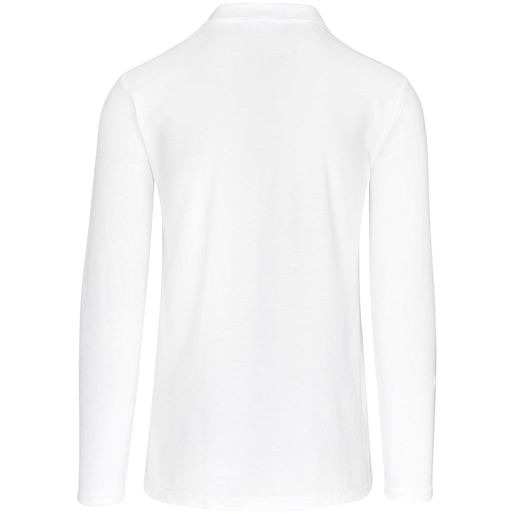 Mens Long Sleeve Elemental Golf Shirt in White - Print Fast Express