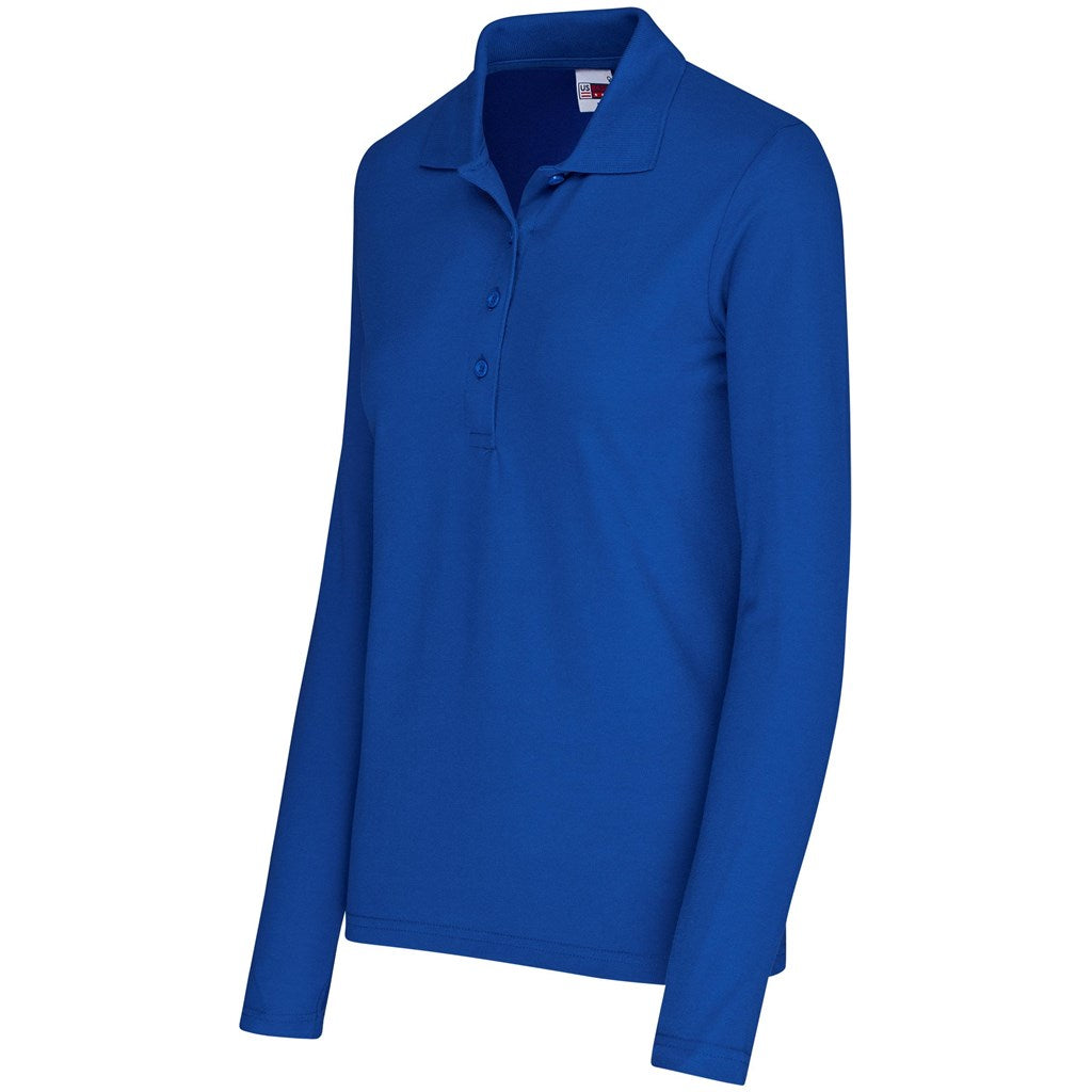 Ladies Long Sleeve Elemental Golf Shirt in Blue - Print Fast Express
